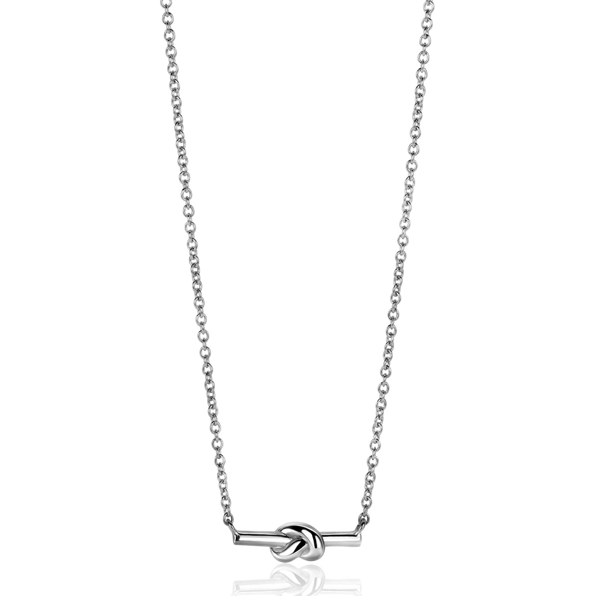ZINZI silver chain necklace with bar and trendy knot 45-48cm ZIC2613