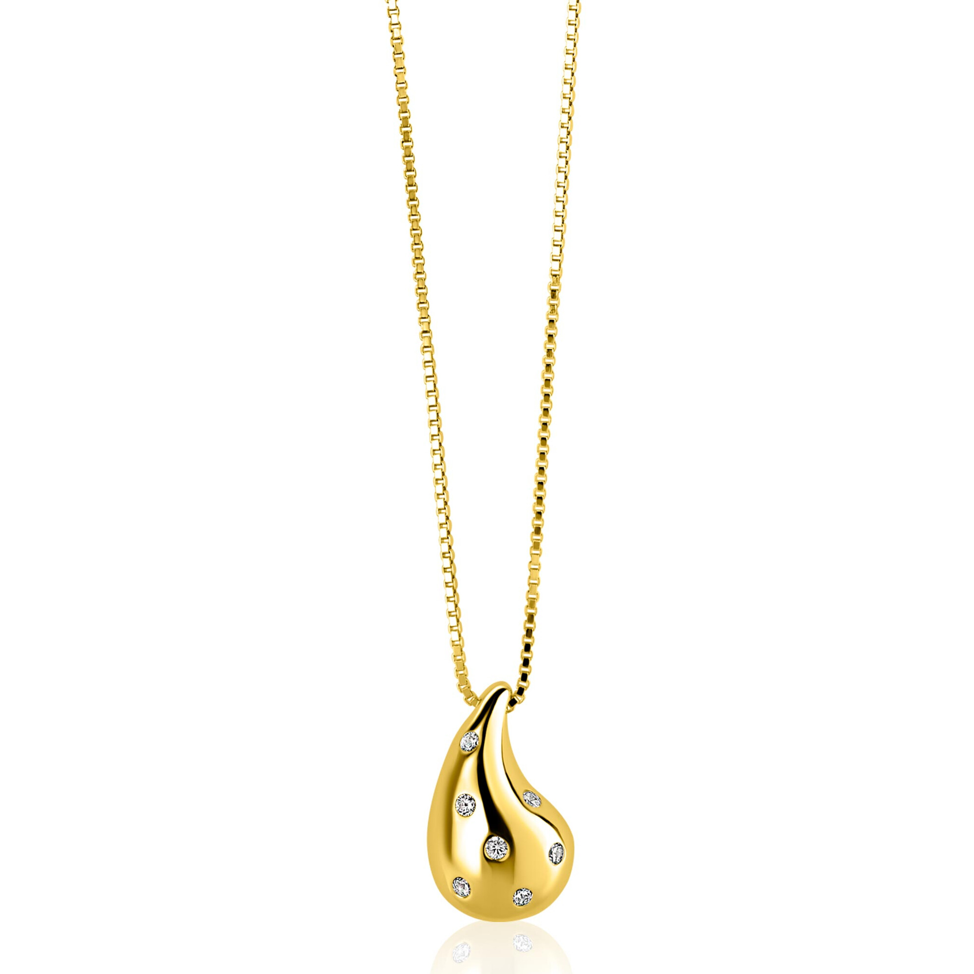 ZINZI zlv.collier gg.verg.druppel hanger met zirconia's