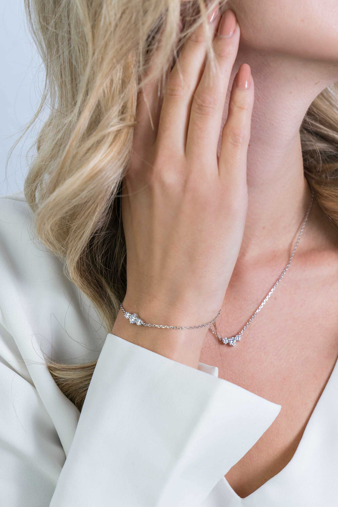 ZINZI Sterling Silver Chain Bracelet Round Zirconia 18-20cm ZIA2136