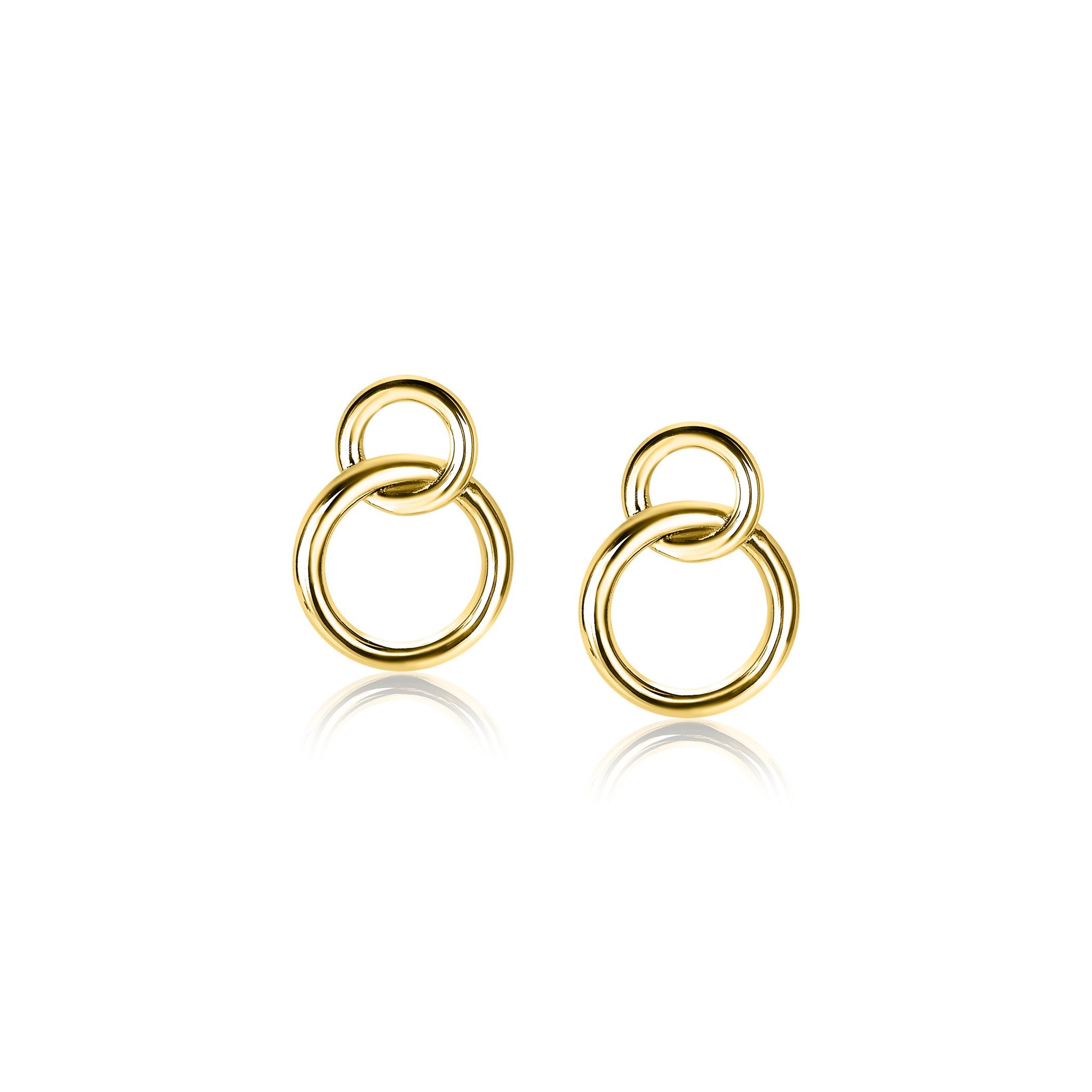 ZINZI Gold Plated Sterling Silver Stud Earrings with 2 Connected Open Circles ZIO1278G