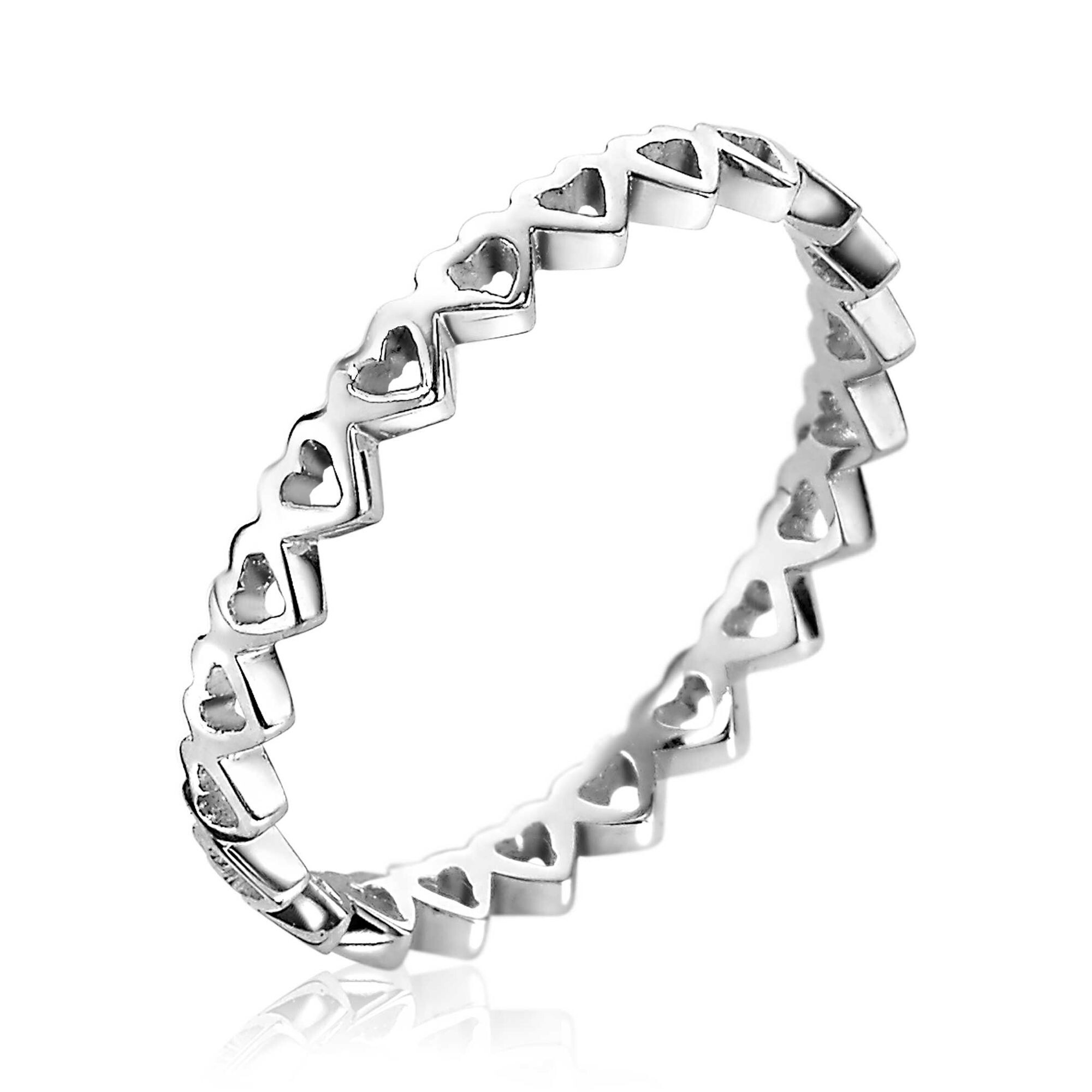 ZINZI Sterling Silver Stackable Ring Open Hearts ZIR1982