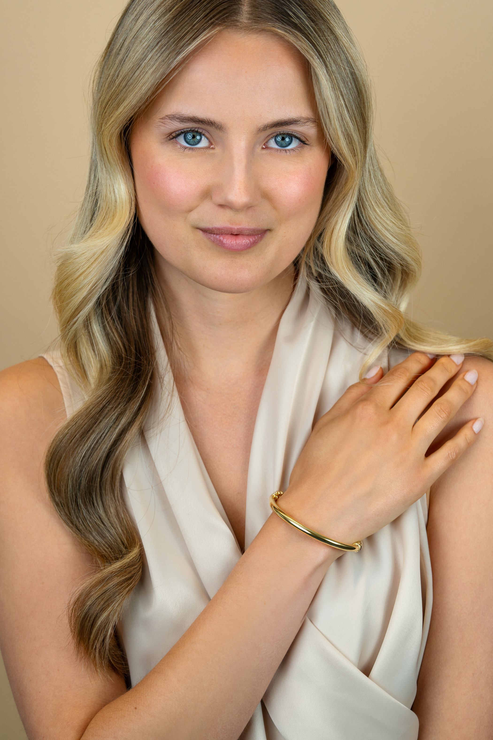 ZINZI zlv. bangle armband gg.verg.rond glad 5mm