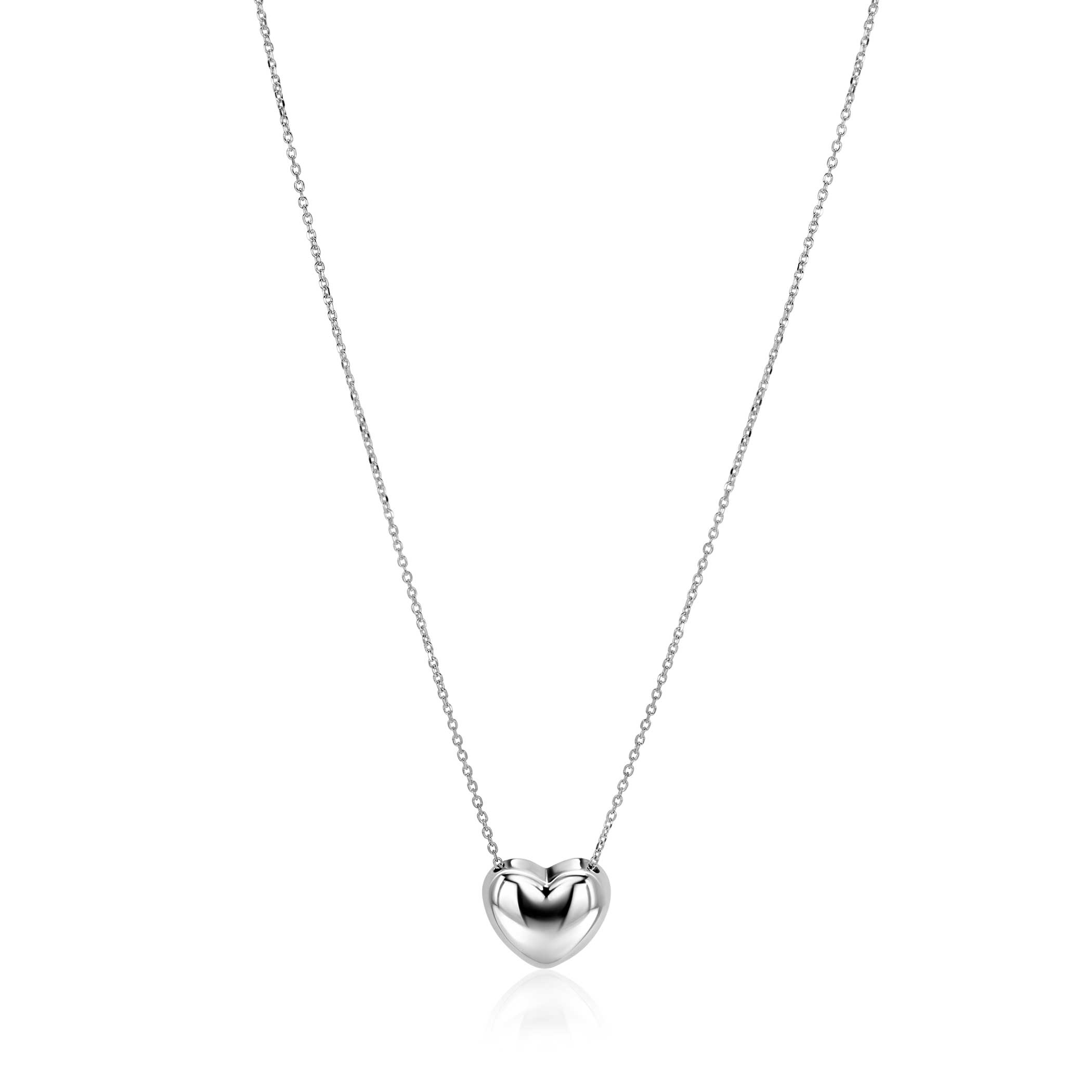 ZINZI silver necklace with luxury large heart (15mm) 40-45 cm ZIC2672