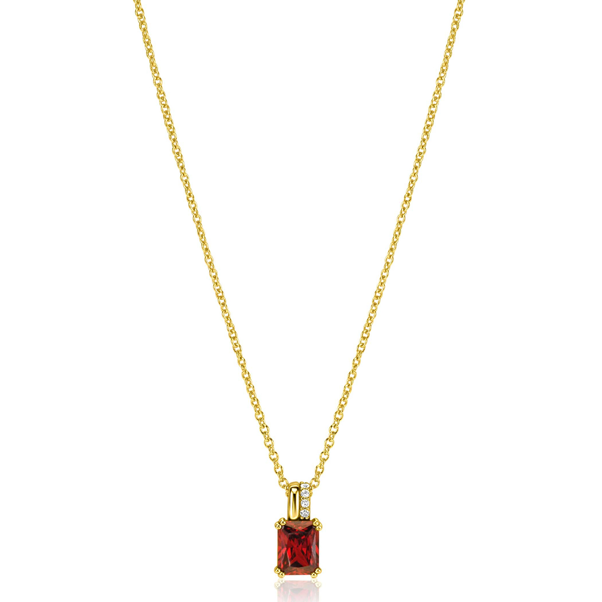 14mm ZINZI Sterling Silver Pendant Rectangular Red Garnet Color Stone and Luxurious Bail ZIH2392R (excl. necklace)