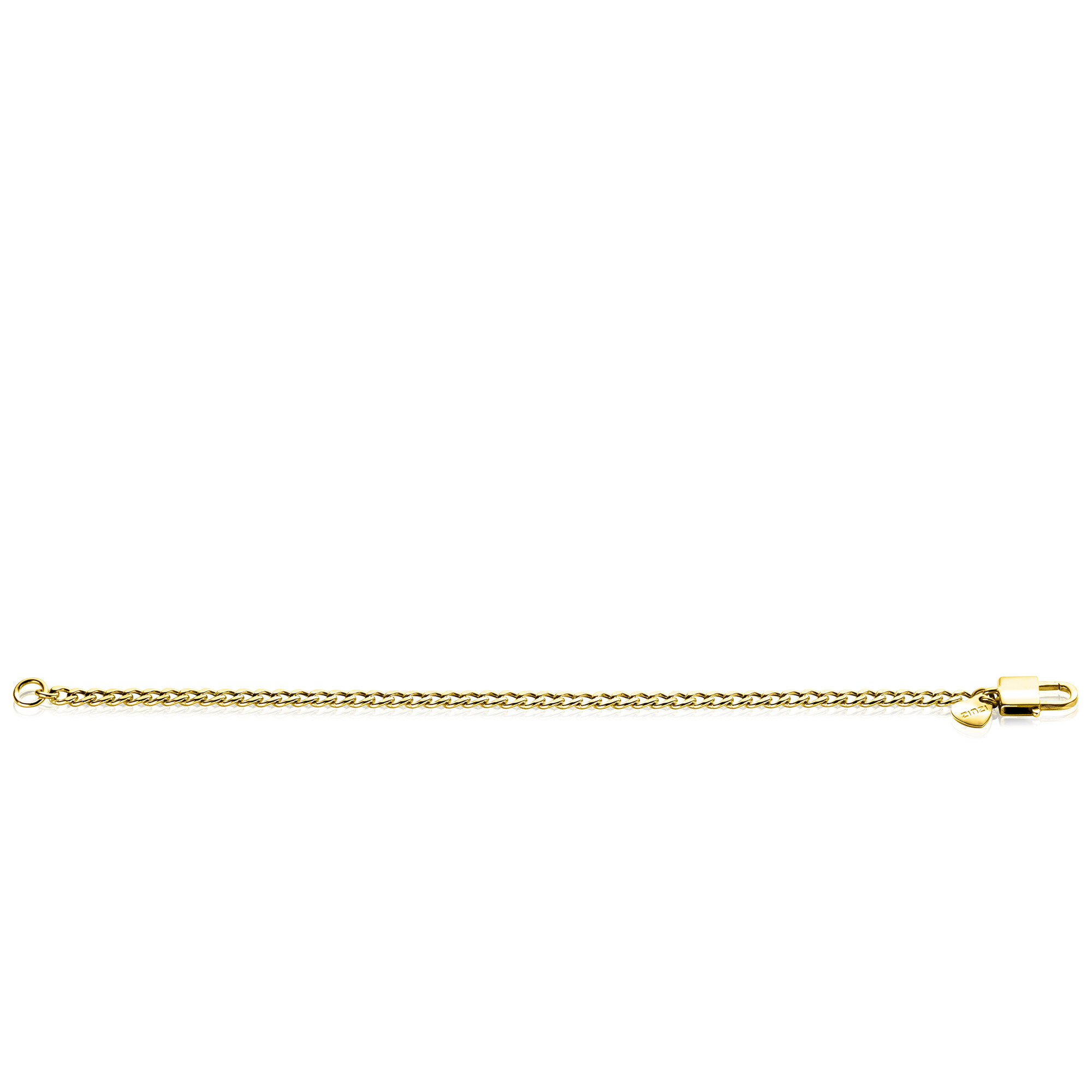 ZINZI Gold Plated Sterling Silver Curb Chain Bracelet width 3,8 mm with Trendy Shiny Lock as Clasp 18,5 cm ZIA2411G