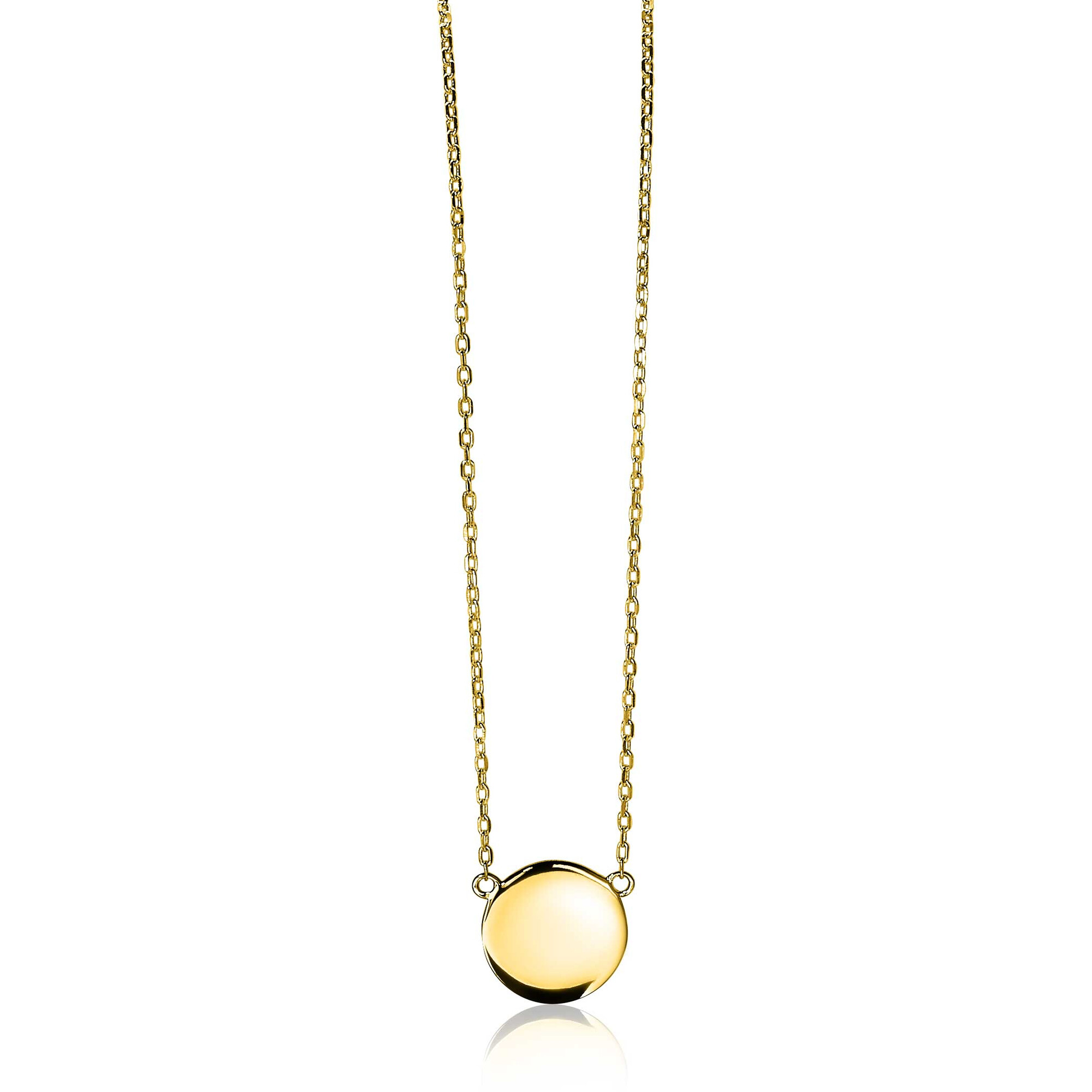 ZINZI Gold Plated Sterling Silver Necklace 43cm with Shiny Coin (15mm) to Engrave ZIC2345G