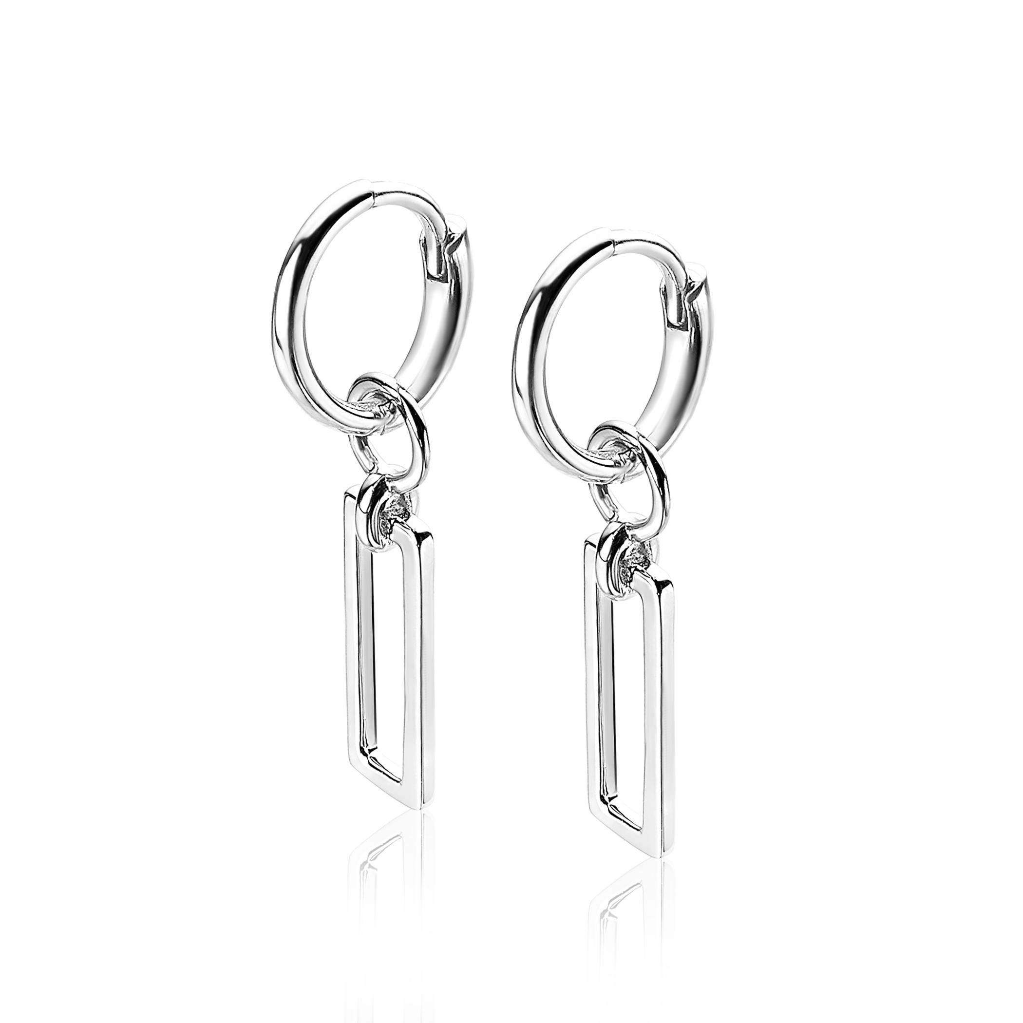ZINZI Sterling Silver Earrings Pendants Open Rectangle ZICH1692 (excl. hoop earrings)