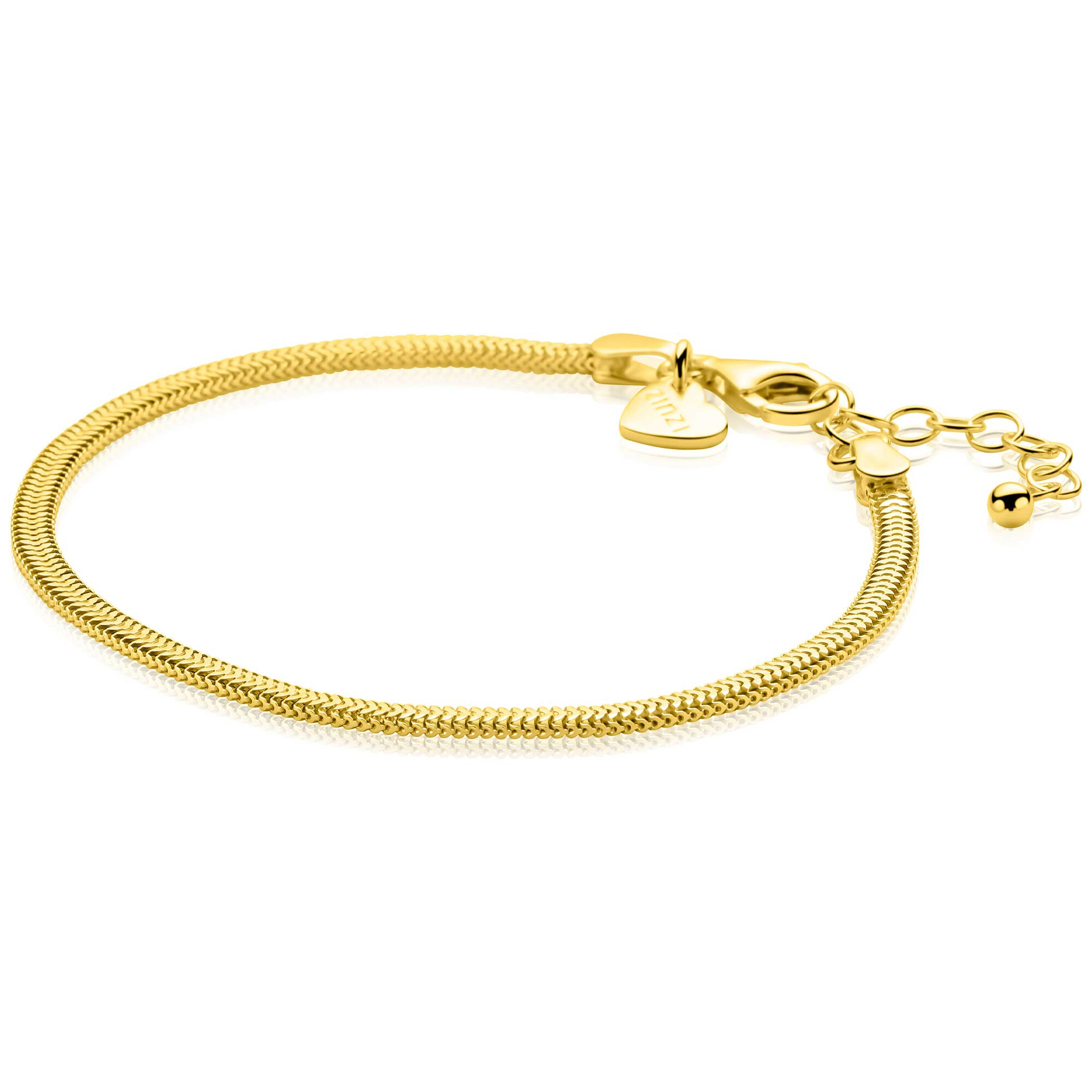 ZINZI zlv. armband geel verguld platte slang