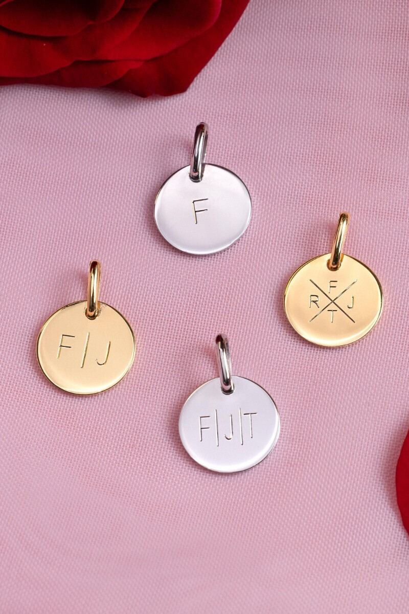 12mm ZINZI Gold Plated Sterling Silver Pendant Shiny Coin to Engrave ZIH2345G12 (excl. necklace)