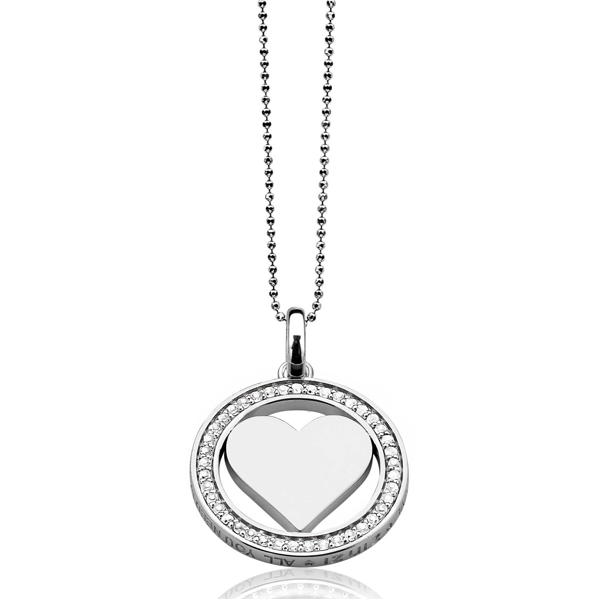 ZINZI Sterling Silver Heart Pendant 25mm White LOVEH01