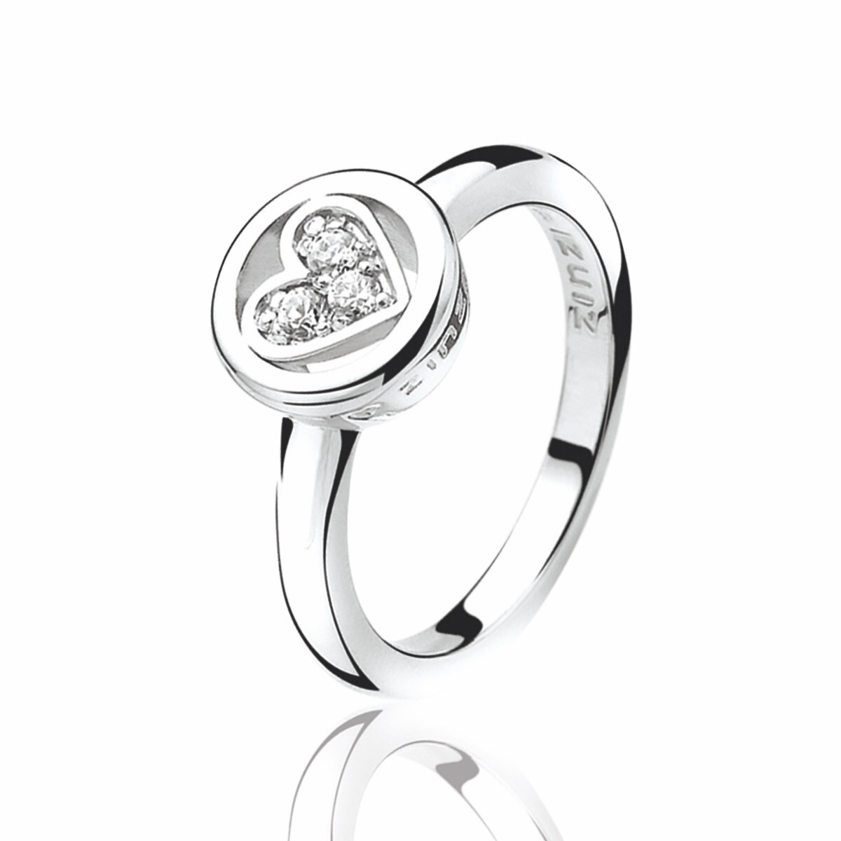 ZINZI Sterling Silver Ring Heart White LOVER3