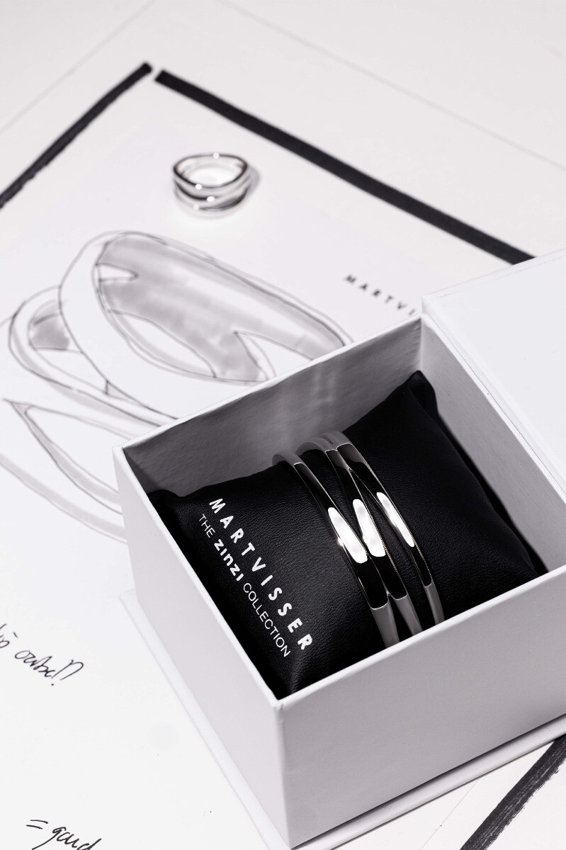 Mart Visser by ZINZI silver multi-look clasp bracelet, 16mm, organically shaped, MVA25