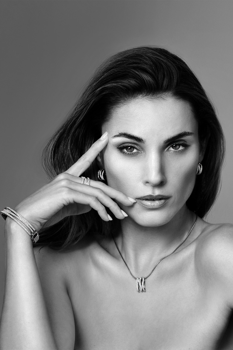 45cm Mart Visser by ZINZI silver snake chain including an organically shaped pendant, 21mm, adorned with white zirconia, MVC26