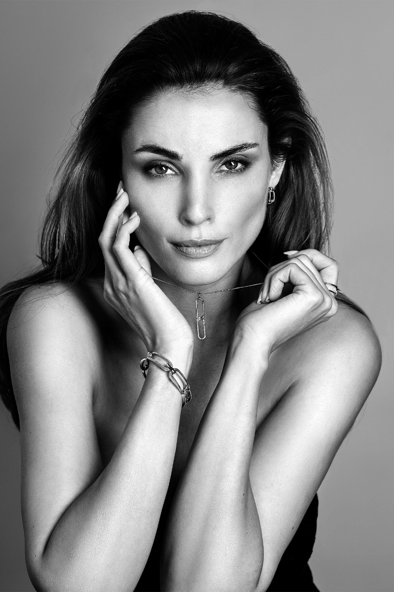 Mart Visser by ZINZI silver link ring, 8mm wide, with rectangular links adorned with white zirconia, MVR28