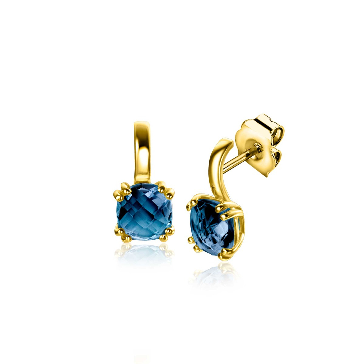 13mm ZINZI Gold 14 ct gold jewelry with a square gemstone measuring 6.5mm, set with London topaz ZGO537