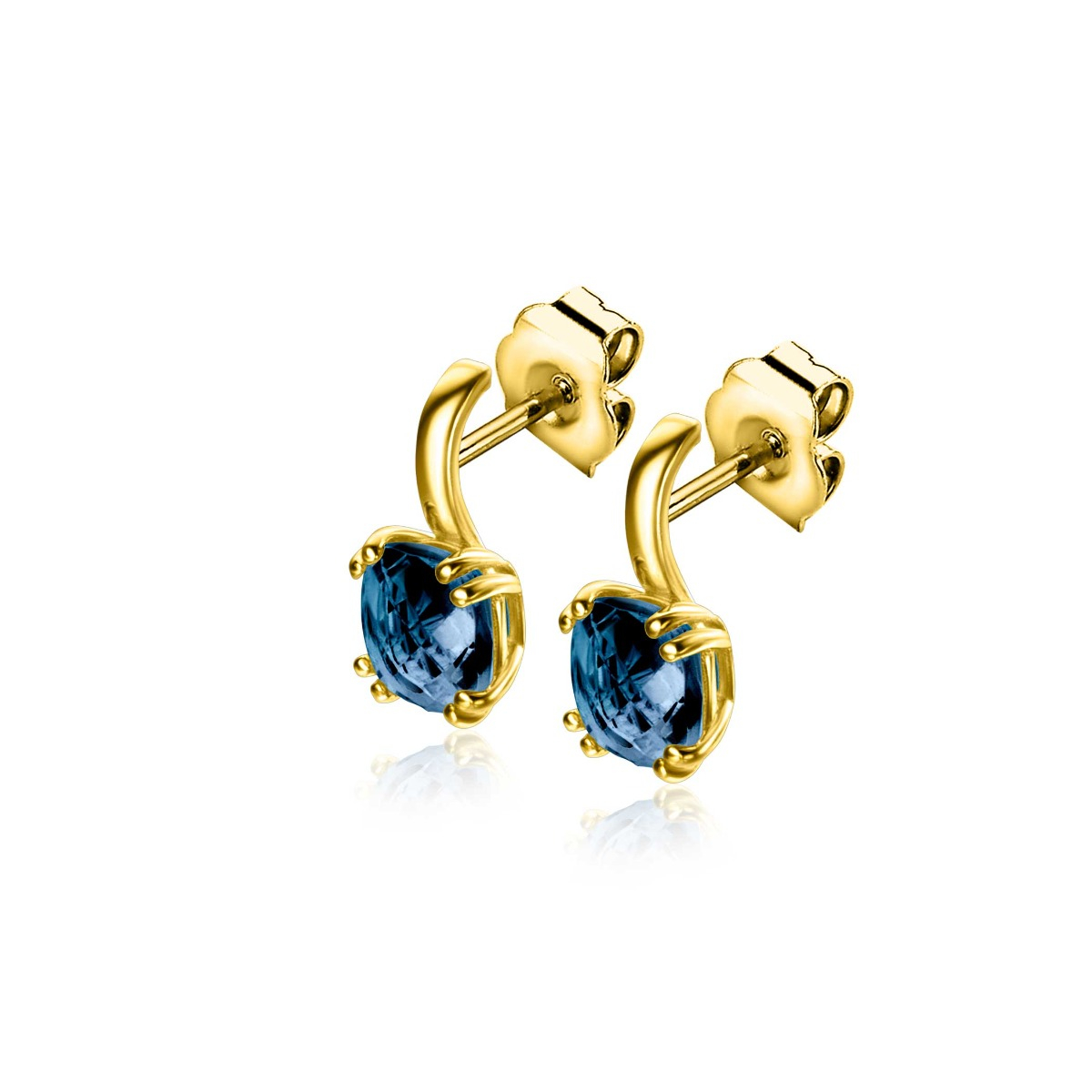 13mm ZINZI Gold 14 ct gold jewelry with a square gemstone measuring 6.5mm, set with London topaz ZGO537