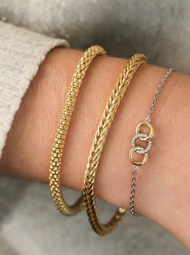 ZINZI Gold Plated Sterling Silver Chain Bracelet Foxtail width 4mm ZIA1925G