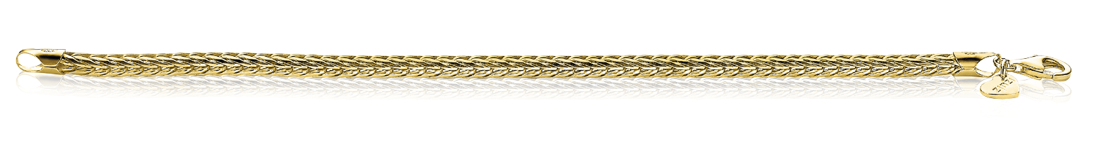 ZINZI Gold Plated Sterling Silver Chain Bracelet Foxtail width 4mm ZIA1925G