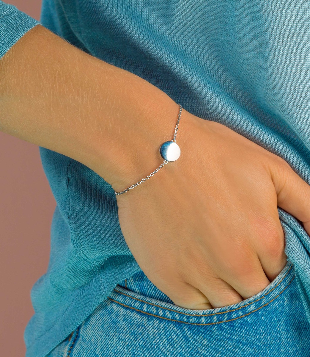 ZINZI Sterling Sterling Silver Bracelet with Round Plate 15mm for Engraving 17-20cm ZIA2345