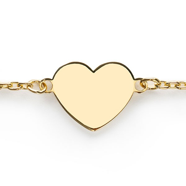 ZINZI Gold Plated Sterling Sterling Silver Bracelet with Heart 10mm for Engraving 17-20cm ZIA2346G