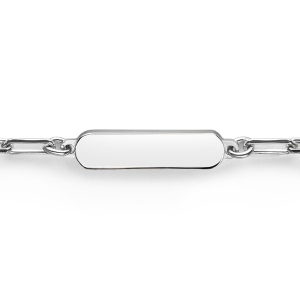 ZINZI silver bracelet with paper clip links and shiny rectangular plate to engrave 16.5-19.5cm ZIA2530