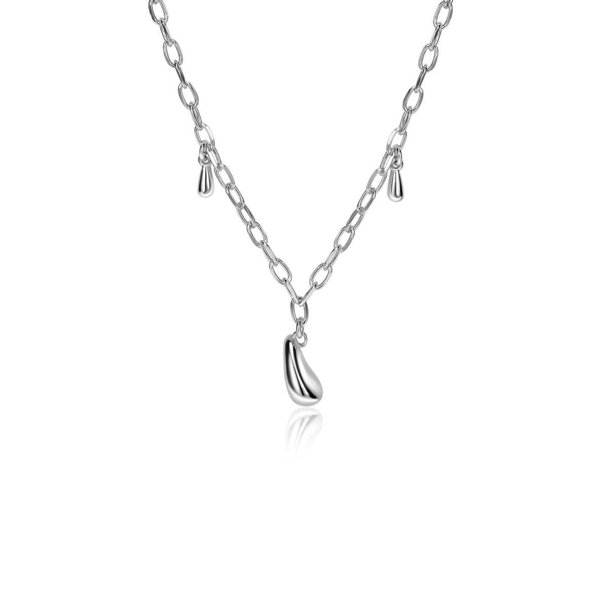ZINZI silver link necklace with three teardrop-shaped pendants, 42-45cm, ZIC-BF109