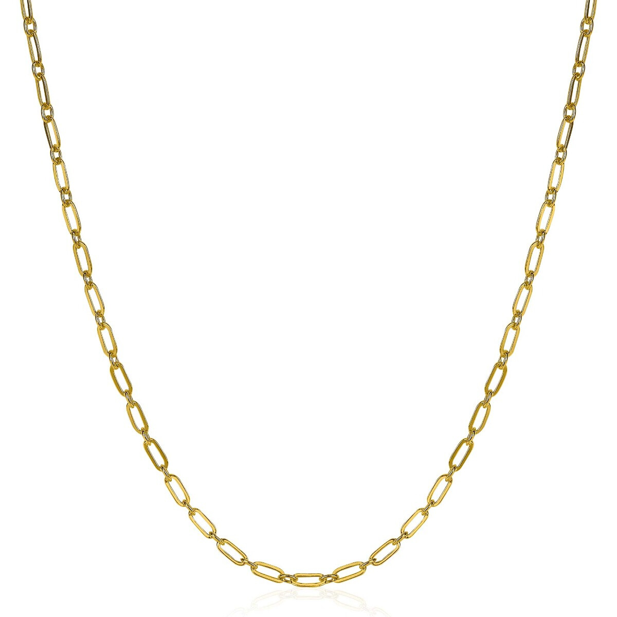 ZINZI Gold Plated Sterling Silver Chain Necklace Paperclip width 2,4mm 45cm ZIC2033G