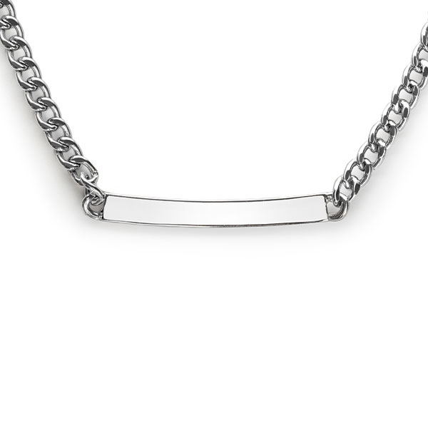 ZINZI Sterling Silver Curb Chain Necklace with Bar width 4mm 40-45cm ZIC2271
