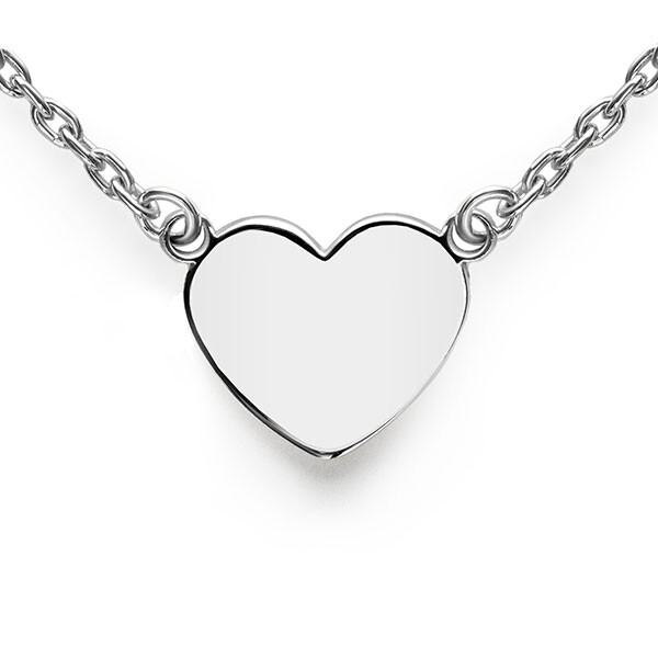 ZINZI Sterling Silver Necklace with Shiny Heart (10mm) to Engrave 43cm ZIC2346