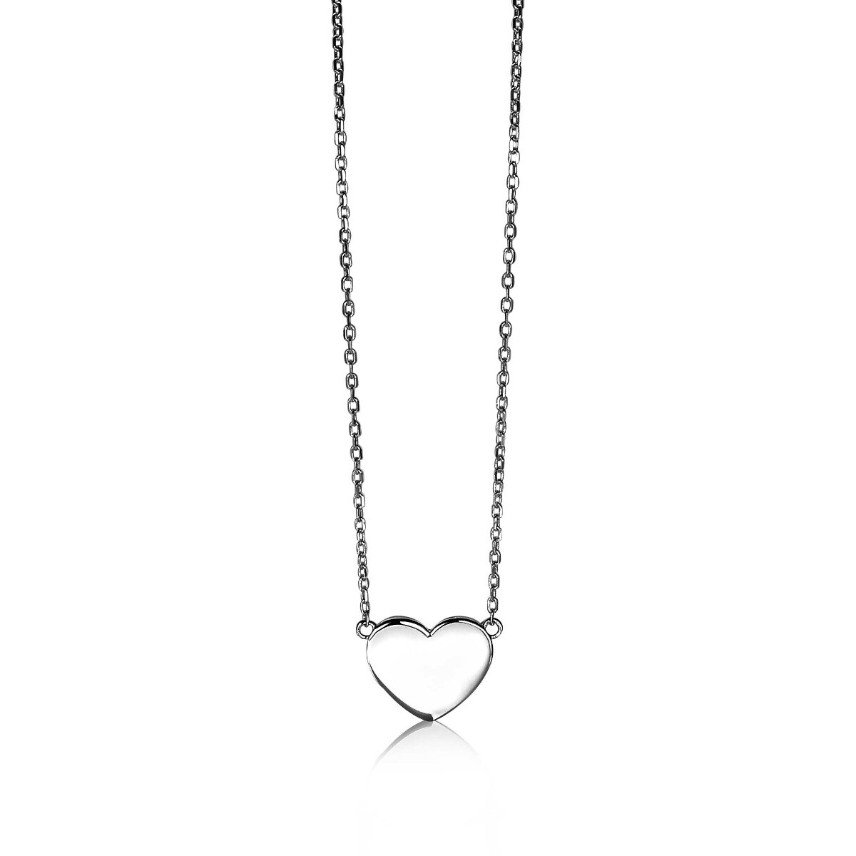 ZINZI Sterling Silver Necklace with Shiny Heart (10mm) to Engrave 43cm ZIC2346