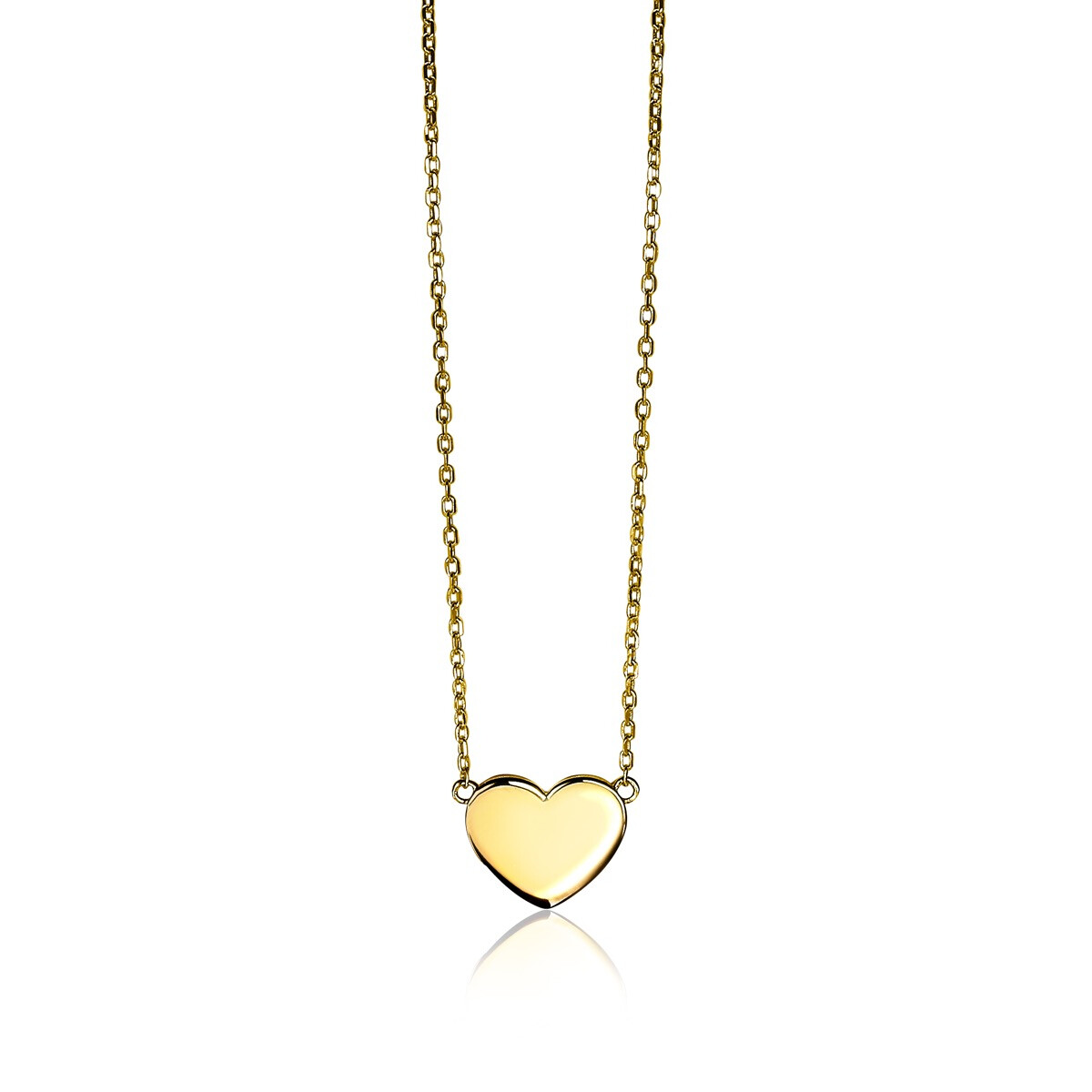 ZINZI Gold Plated Sterling Silver Necklace with Shiny Heart (10mm) to Engrave 43cm ZIC2346G