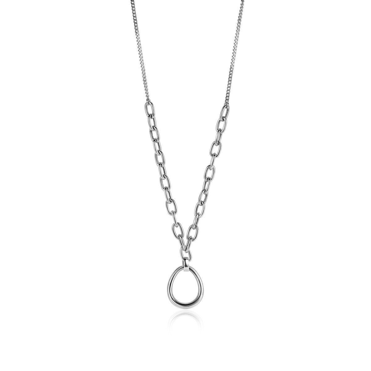 ZINZI Sterling Silver Curb Chain Necklace with Larger Oval Chains 40-45cm ZIC2481