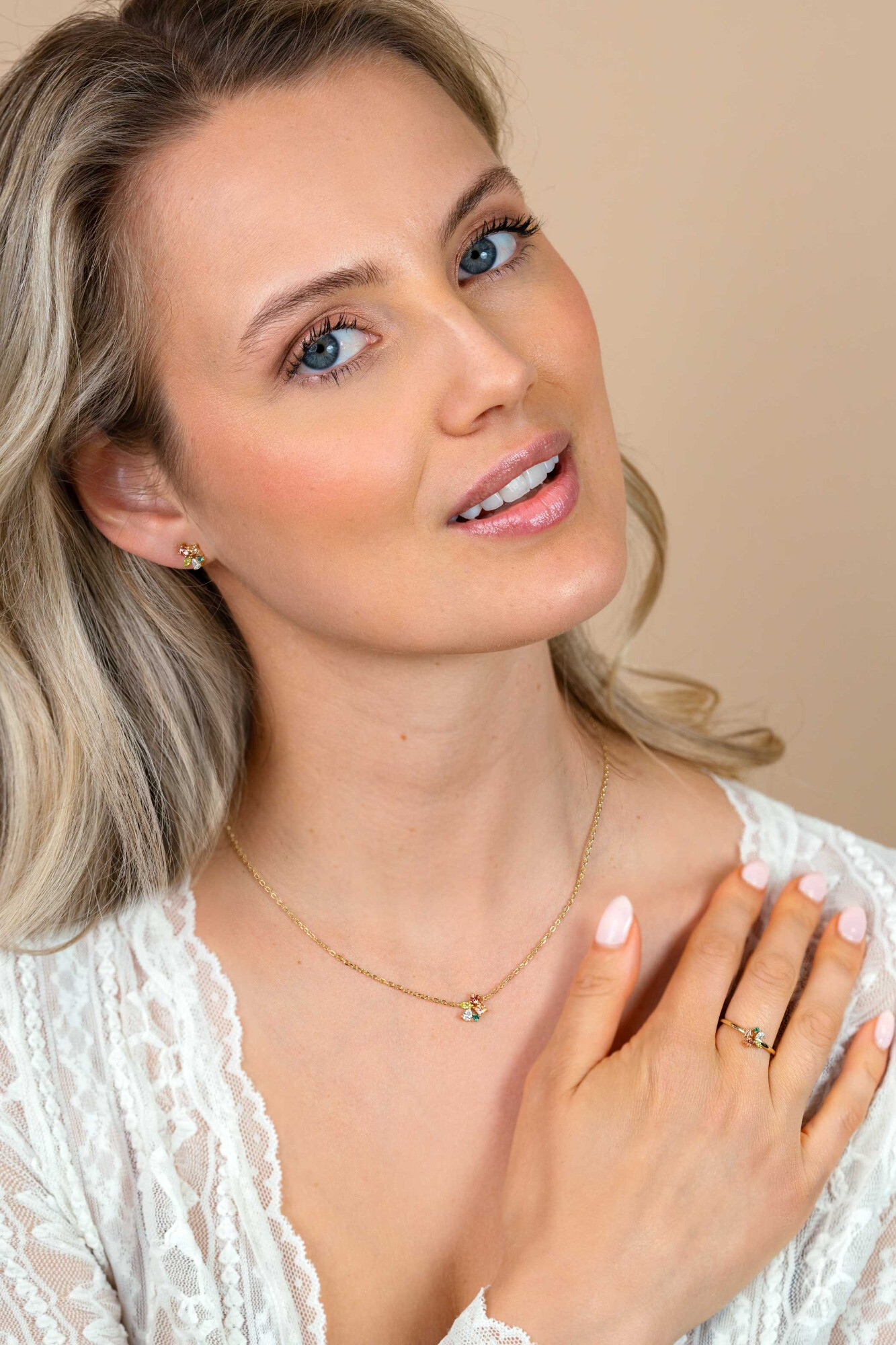 ZINZI zlv. collier gg.verg.hanger roen/bruin/cham/zir