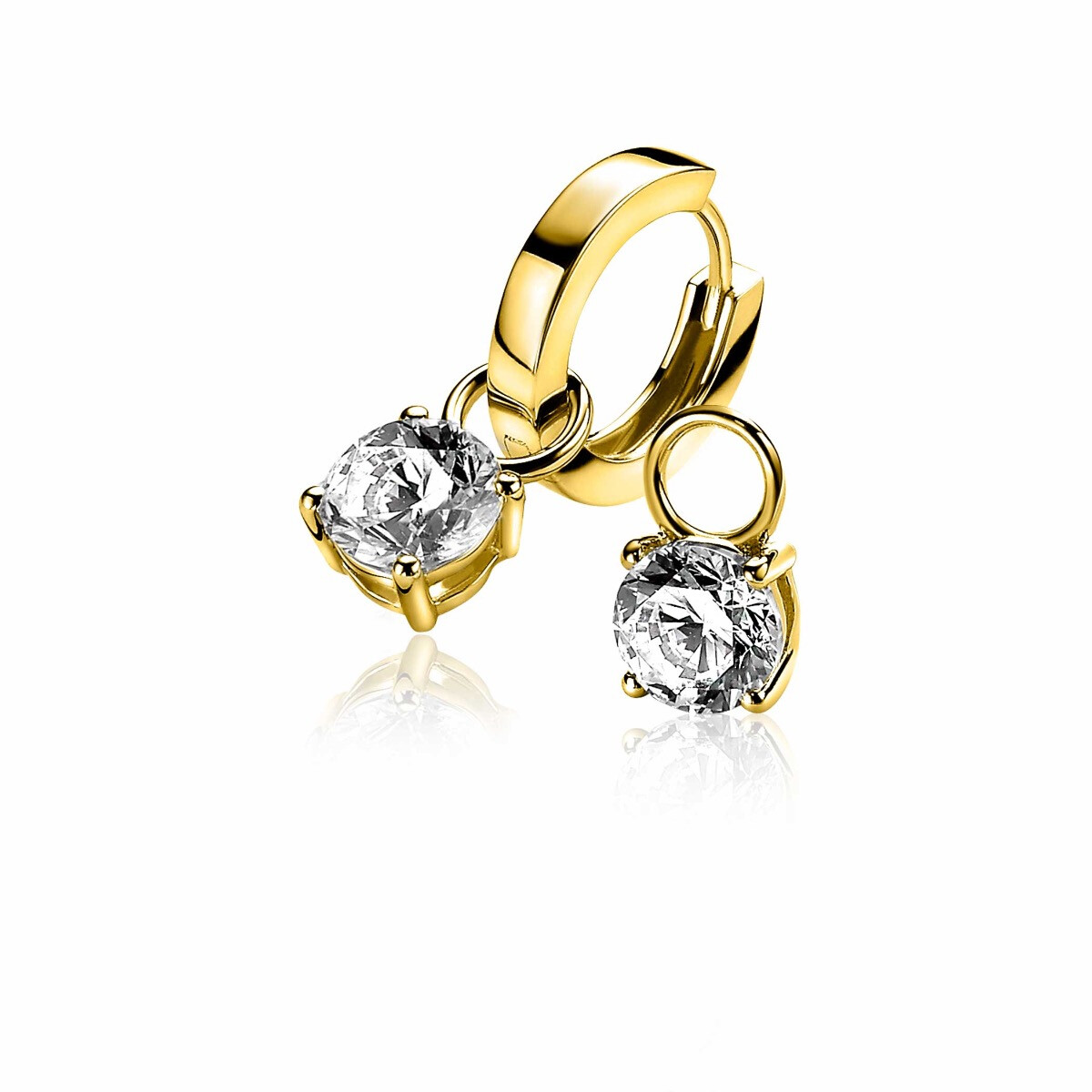 ZINZI Gold Plated Sterling Silver Earrings Pendants Round White ZICH1300Y (excl. hoop earrings)