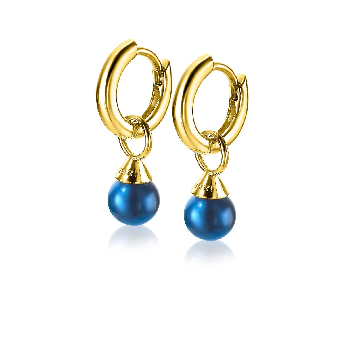 ZINZI Gold Plated Sterling Silver Earrings Pendants Pearls Blue ZICH1749BG (excl. hoop earrings)
