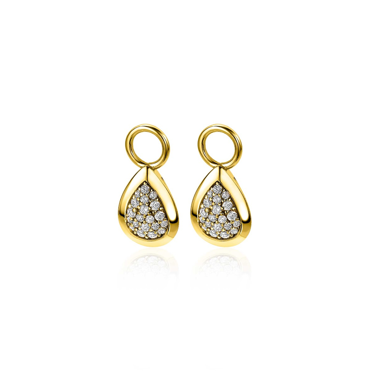 ZINZI Gold Plated Sterling Silver Earrings Pendants Drop White ZICH1768G (excl. hoop earrings)