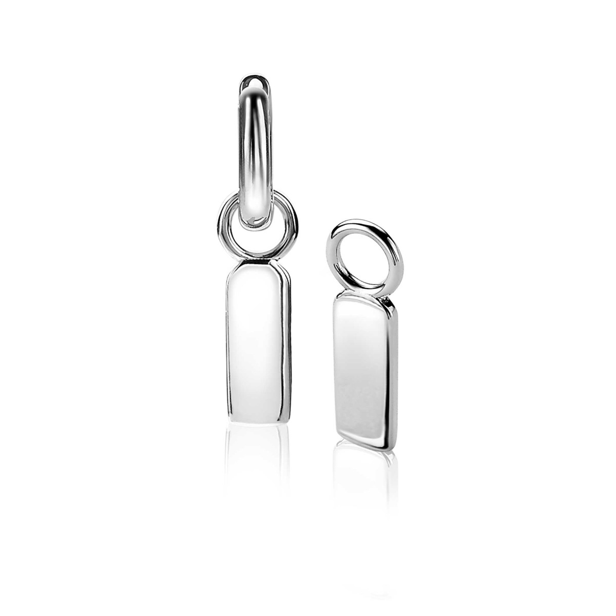 13mm ZINZI Sterling Silver Earrings Pendants Rectangular Small Plate ZICH2344 (excl. hoop earrings)