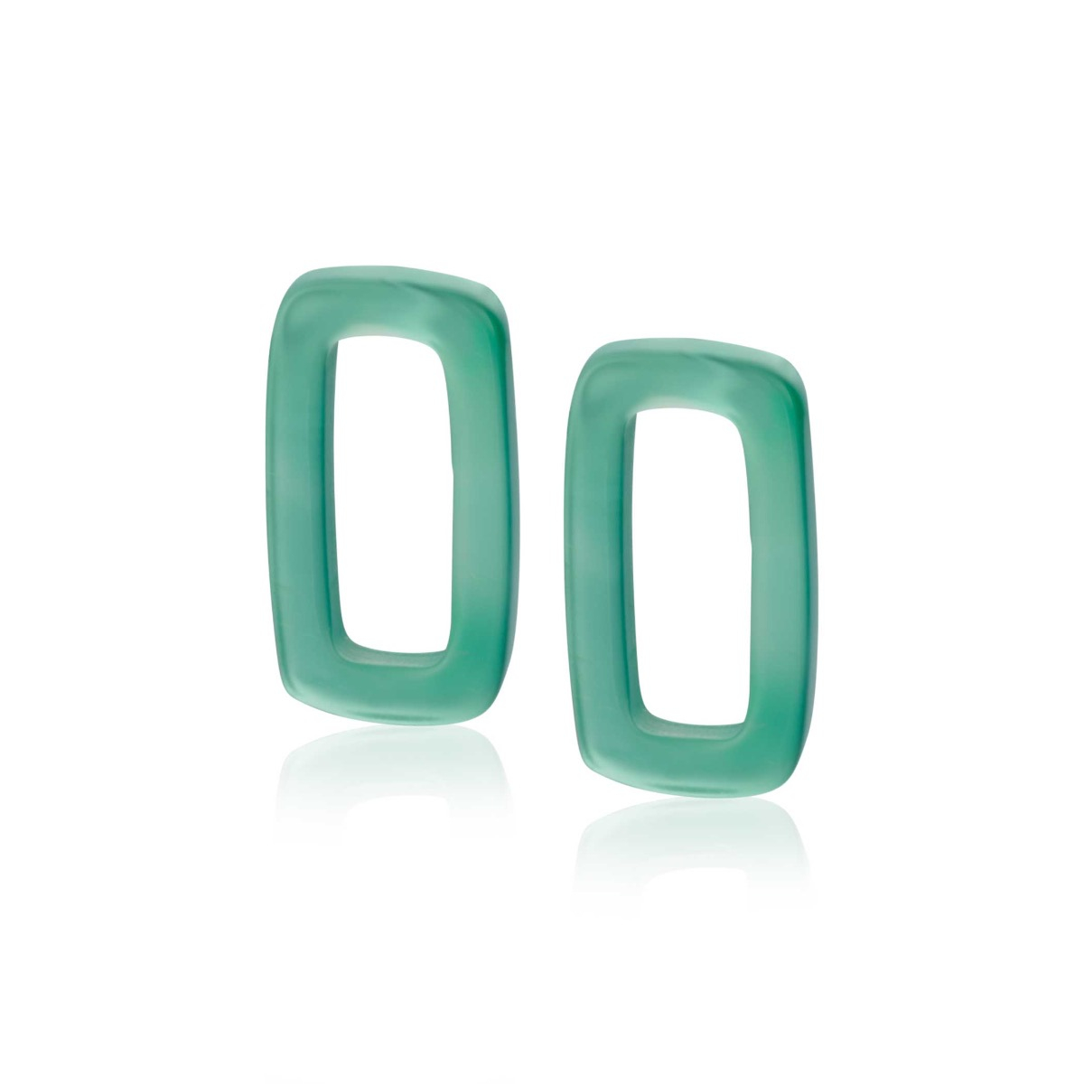 16mm ZINZI Earrings Pendants Rectangle in Green Agate ZICH2226 (excl. hoop earrings)