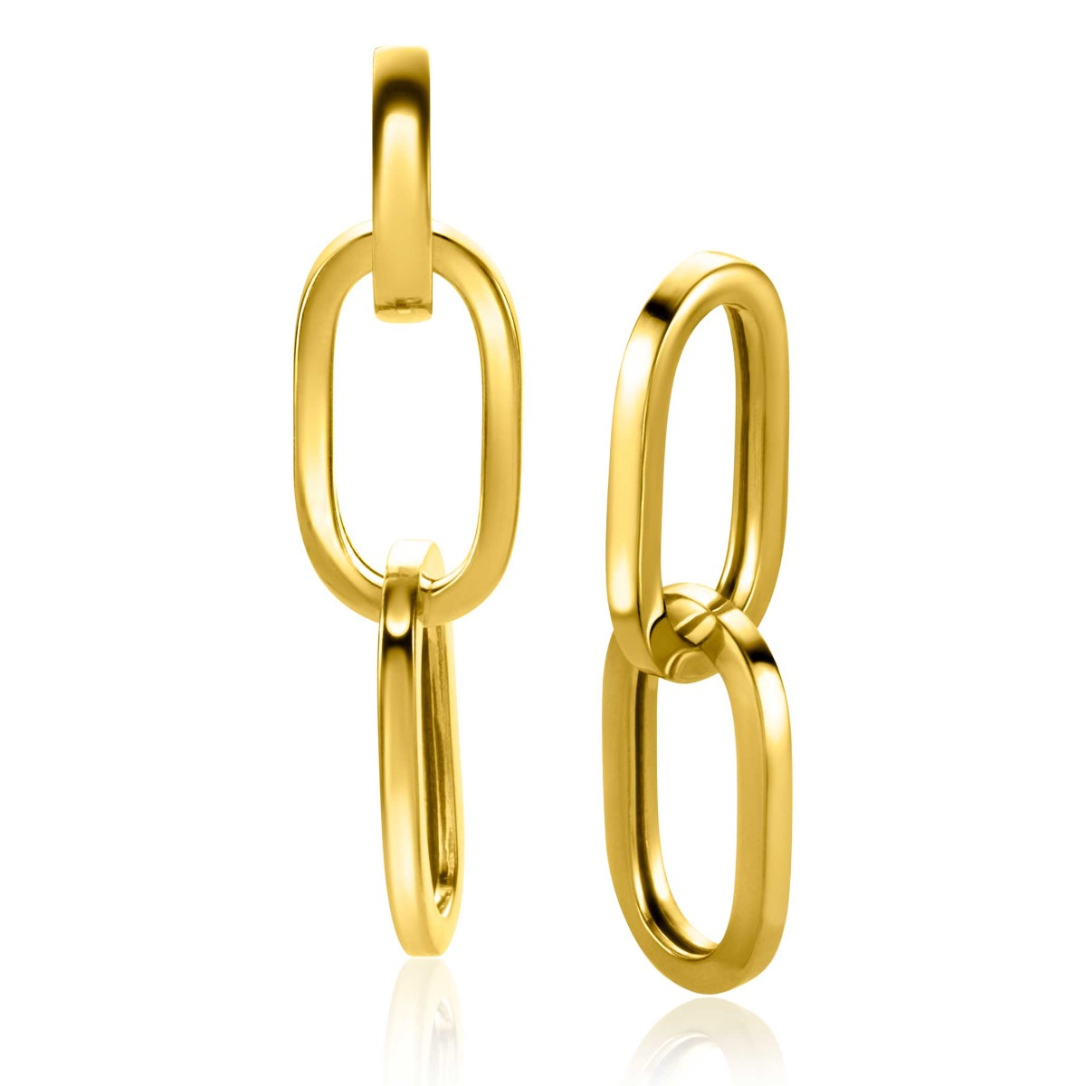 37mm ZINZI Gold Plated Sterling Silver Earrings Pendants 2 Long Paperclip Chains ZICH2352G (excl. hoop earrings)