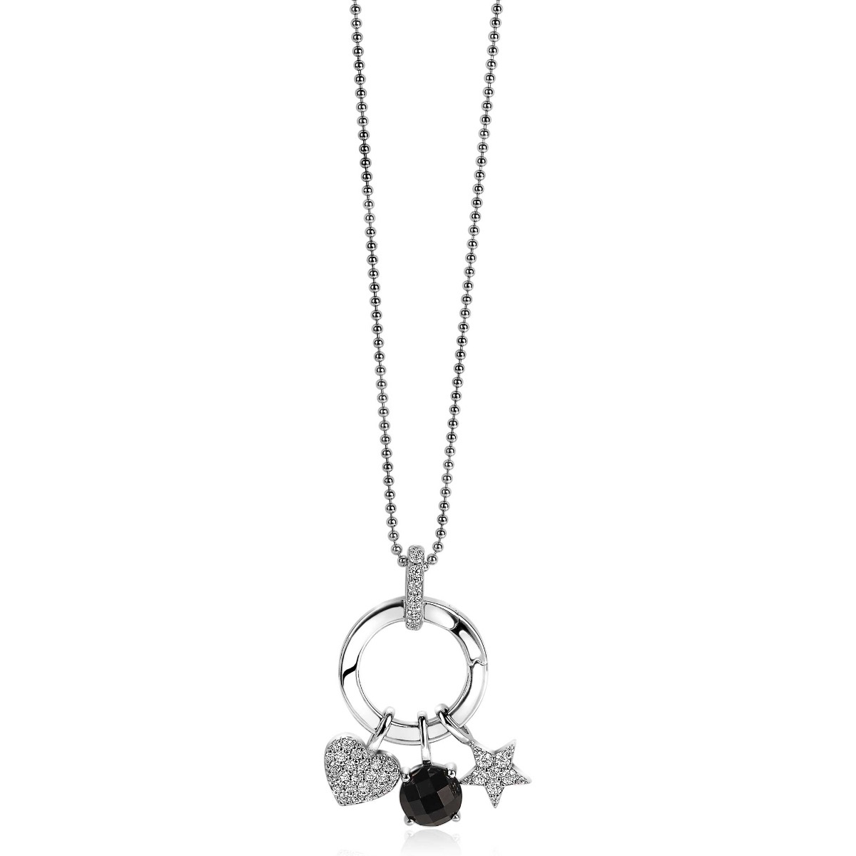 17mm ZINZI Sterling Silver Round Pendant White ZIH2060