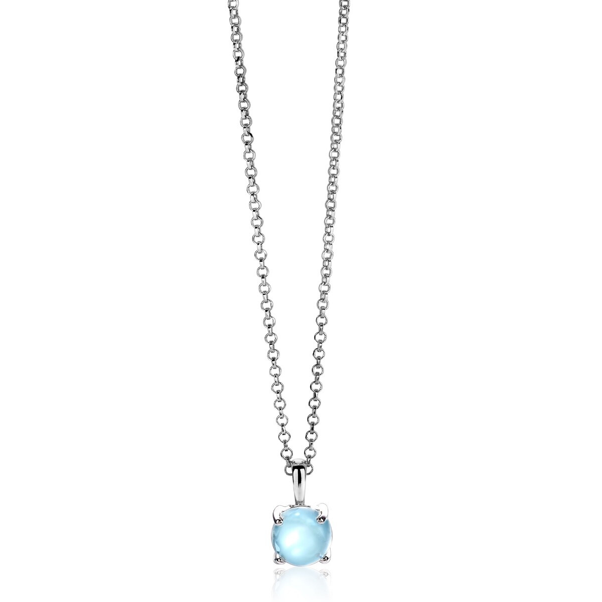 14mm ZINZI Sterling Silver Pendant Prong Setting Soft Blue ZIH2089B