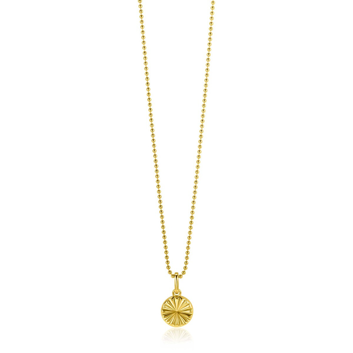 10mm ZINZI Gold Plated Sterling Silver Pendant Coin with Sunbeams ZIH2296S (excl. necklace)