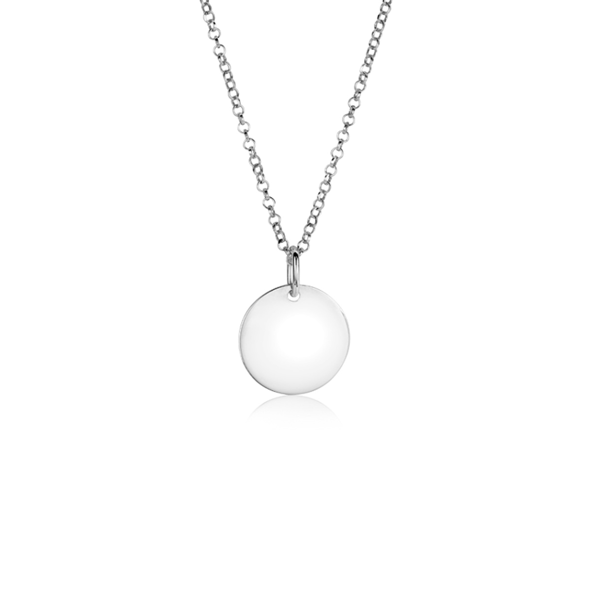 15mm ZINZI Sterling Silver Pendant Shiny Coin to Engrave ZIH2345-15 (excl. necklace)