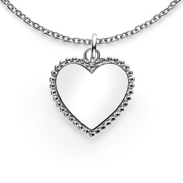 21mm ZINZI silver heart pendant with pearl rim for engraving ZIH2653 (without chain)