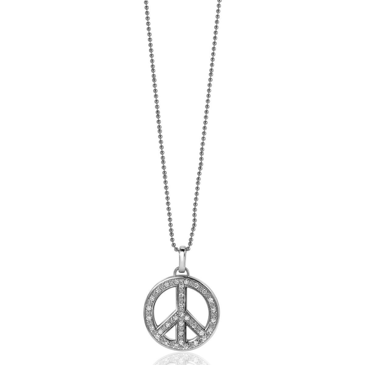 ZINZI Sterling Silver Peace Pendant 22mm with White Zirconias ZIH662