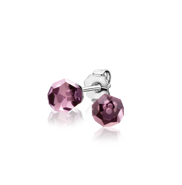6mm ZINZI Sterling Silver Stud Earrings with Purple Beads ZIO1317P