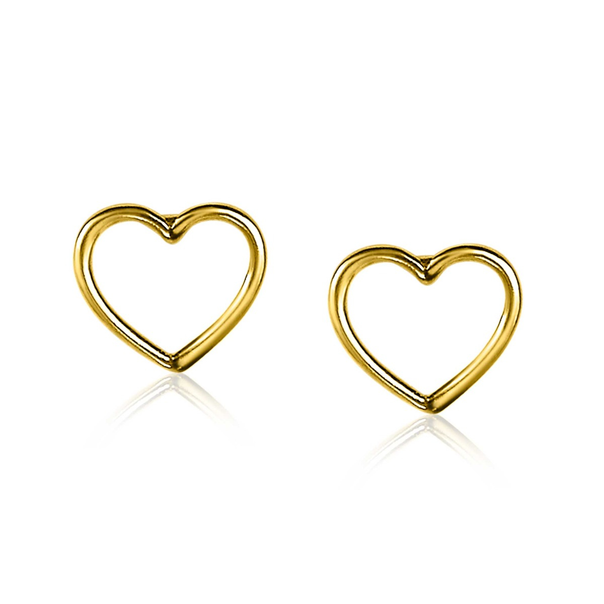 8mm ZINZI Gold Plated Sterling Silver Stud Earrings Heart ZIO1630G