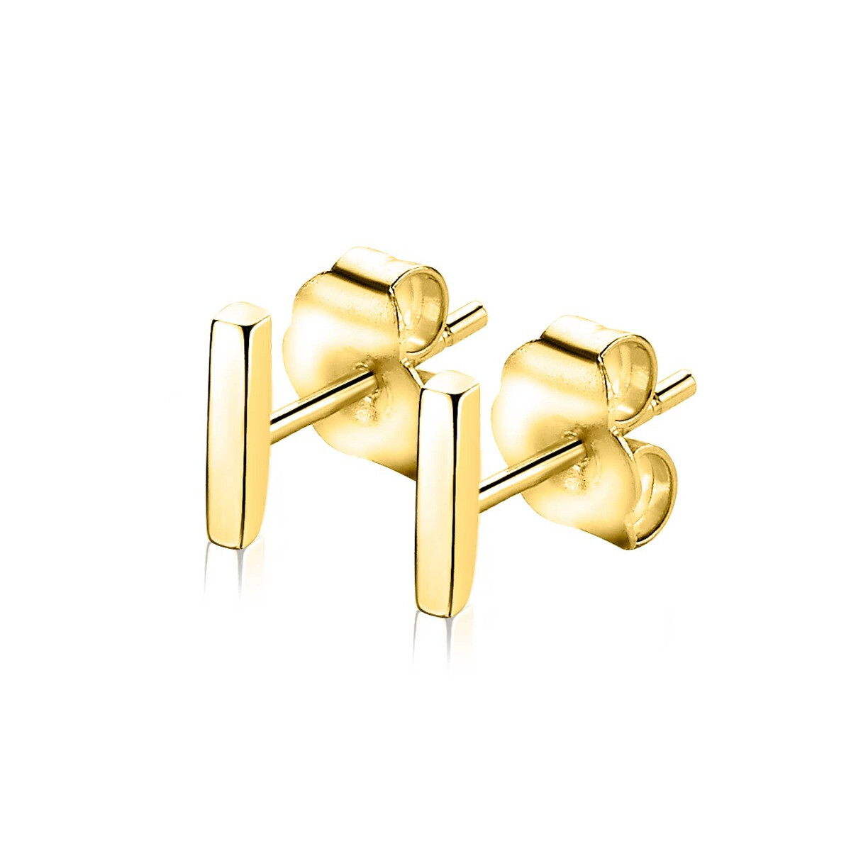 8mm ZINZI Gold Plated Sterling Silver Stud Earrings Bar ZIO1689G