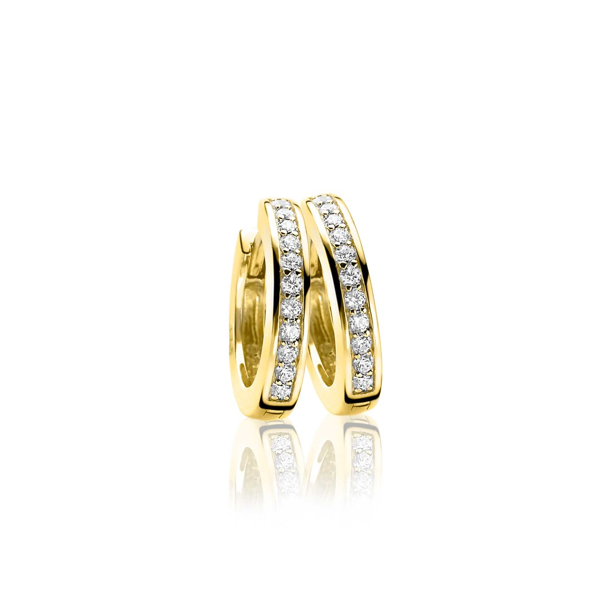 17mm ZINZI Gold Plated Sterling Silver Hoop Earrings White Zirconias 17x3mm ZIO186Y