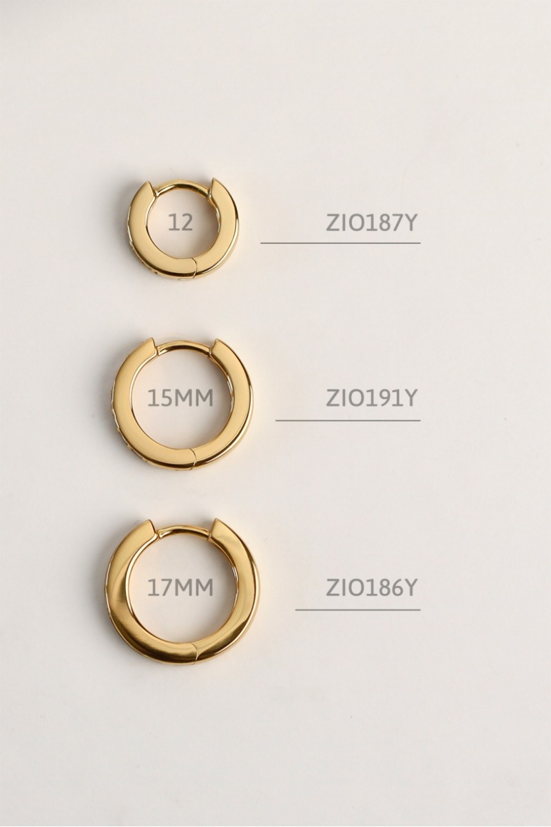 15mm ZINZI Gold Plated Sterling Silver Hoop Earrings White Zirconias width 3mm ZIO191Y